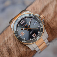 Longines Hydroconquest Two Tone Sunray Silver Dial Ceramic L3.781.3.78.7