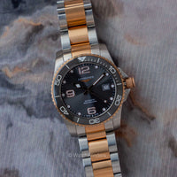 Longines Hydroconquest Two Tone Sunray Silver Dial Ceramic L3.781.3.78.7