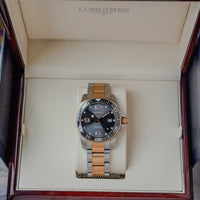 Longines Hydroconquest Two Tone Sunray Silver Dial Ceramic L3.781.3.78.7