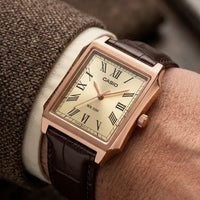Casio Tank Champagne Roman Dial Rose Gold PVD MTP-B190RGL-9BV