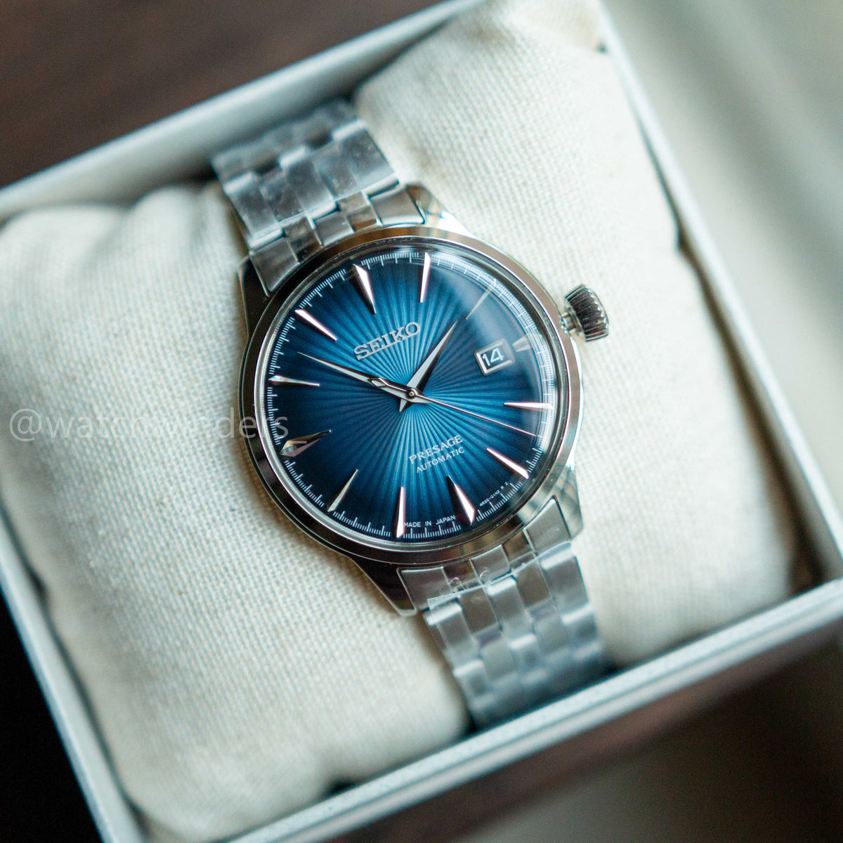 Seiko Presage Cocktail Time Blue moon Chain Blue Dial SRPB41J1