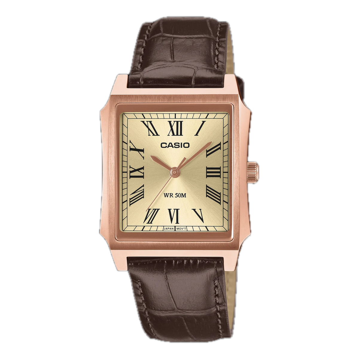Casio Tank Champagne Roman Dial Rose Gold PVD MTP-B190RGL-9BV