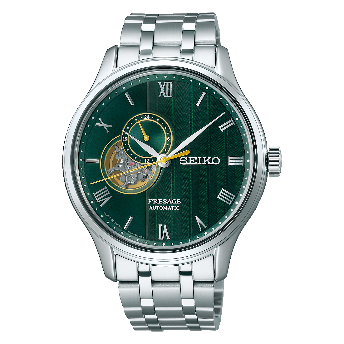 Seiko Presage Japanese Zen Garden 'Fern Green' Open Heart SSA463