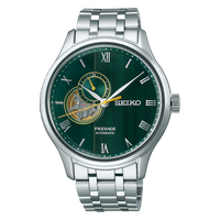 Seiko Presage Japanese Zen Garden 'Fern Green' Open Heart SSA463