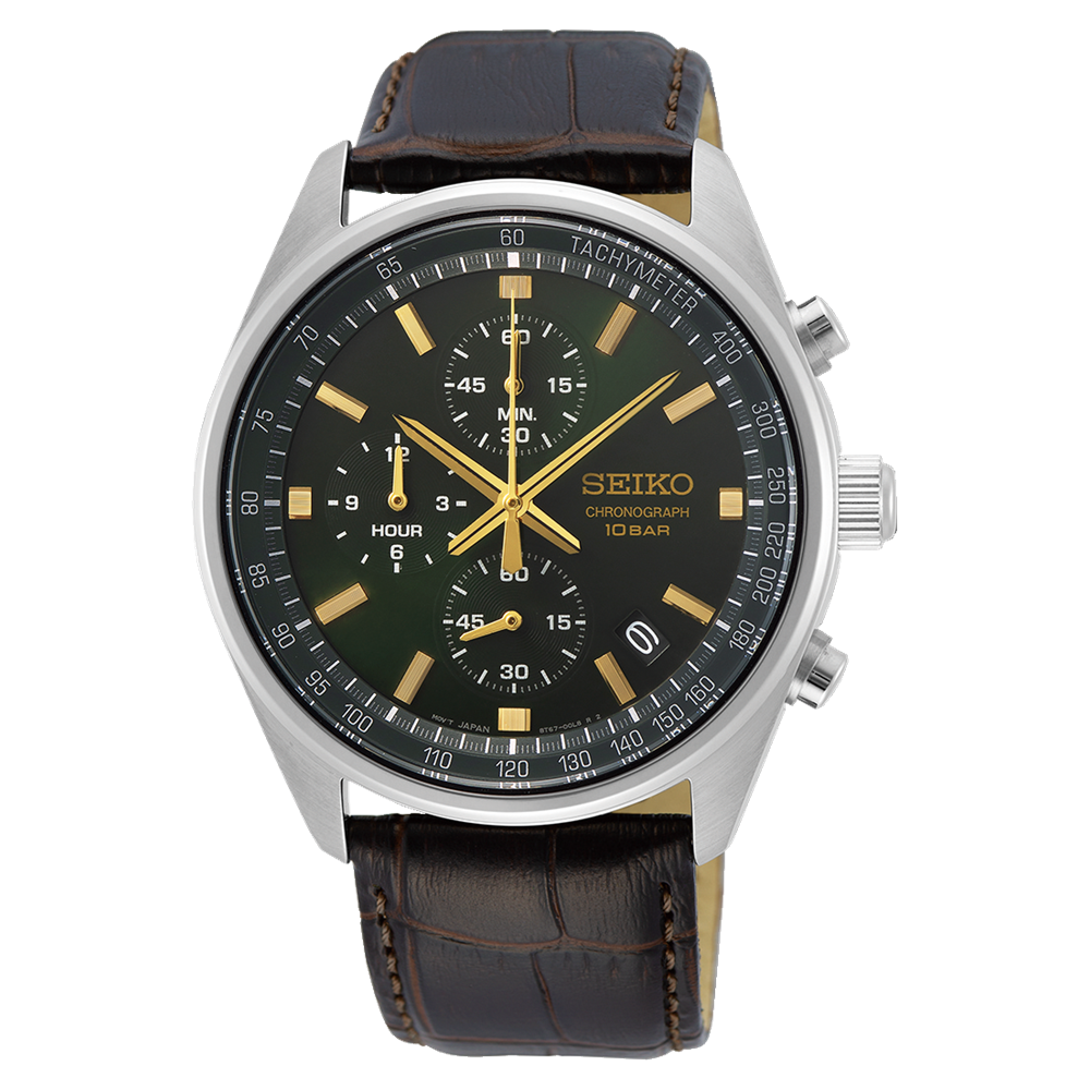 Seiko Speedtimer Solar Chronograph Green Dial SSB385