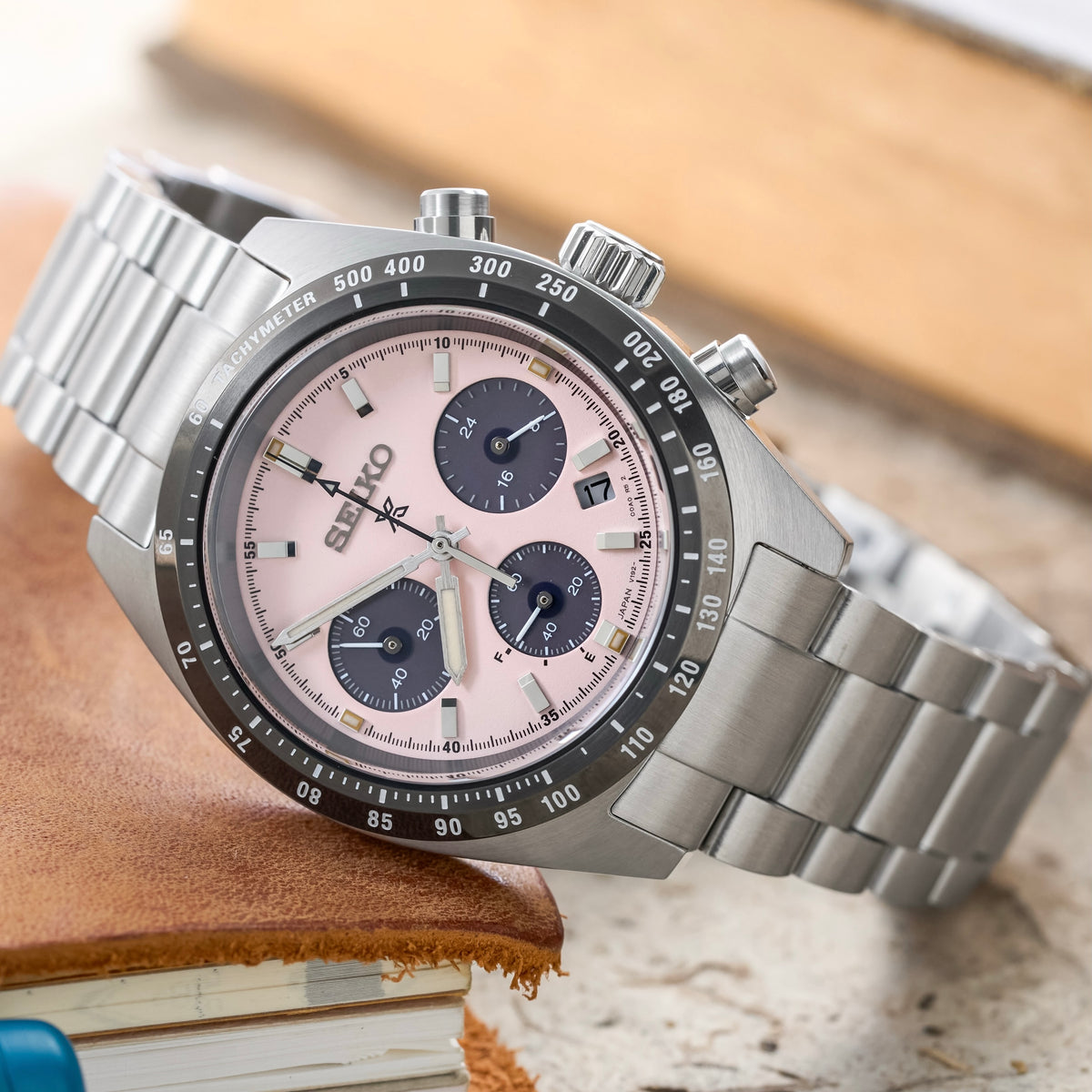 Seiko Prospex Speedtimer Solar Chronograph Salmon Dial SSC963
