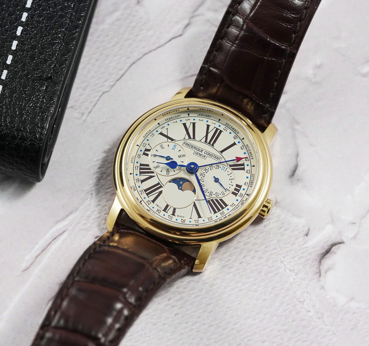 Frederique Constant Business Timer Moonphase Gold PVD FC-270EM4P5