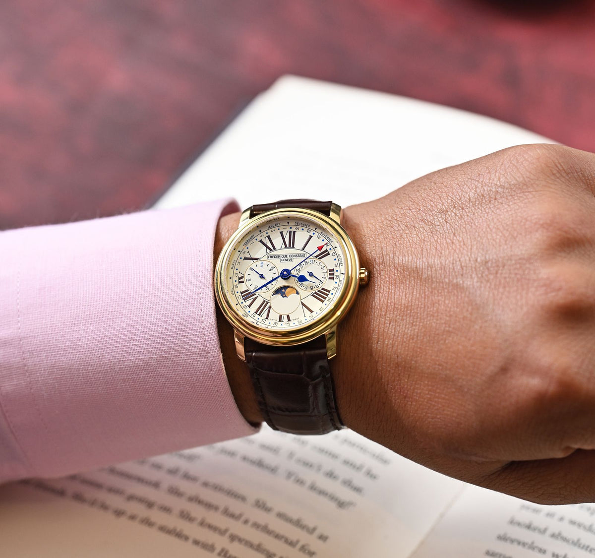 Frederique Constant Business Timer Moonphase Gold PVD FC-270EM4P5