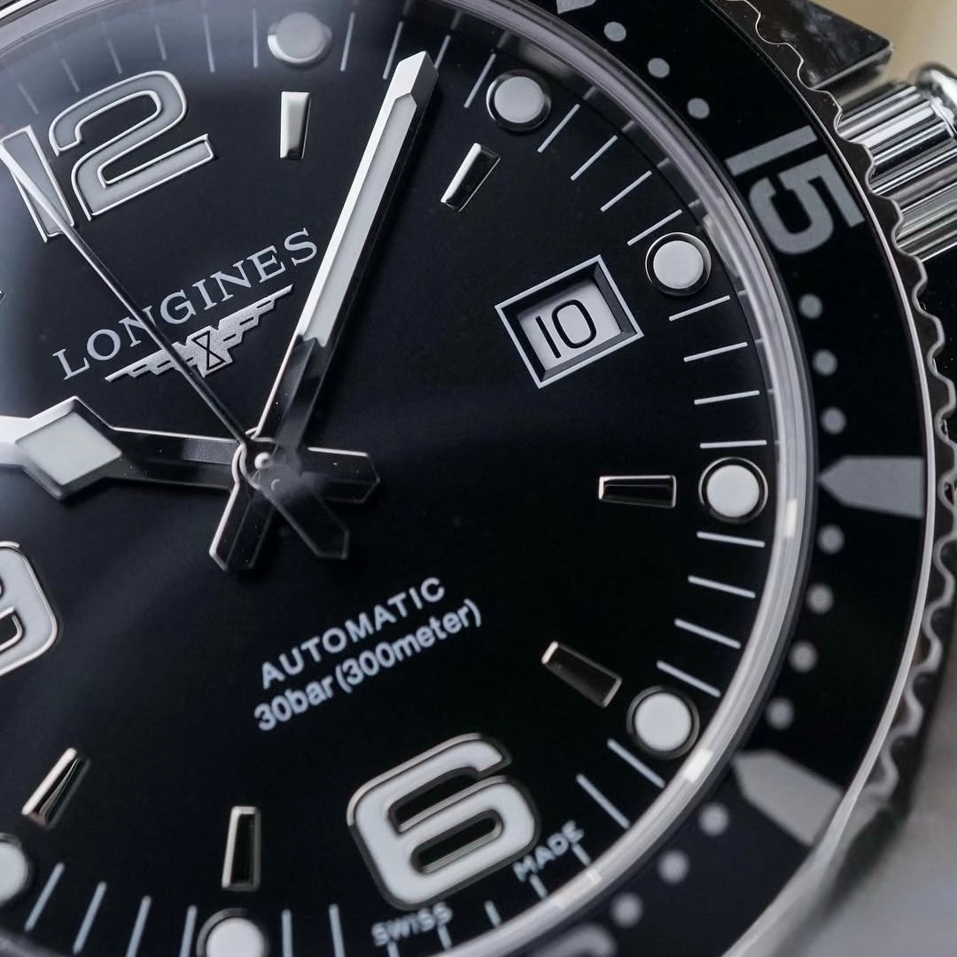 Longines Automatic Hydroconquest Black Stainless Steel L3.742.4.56.6