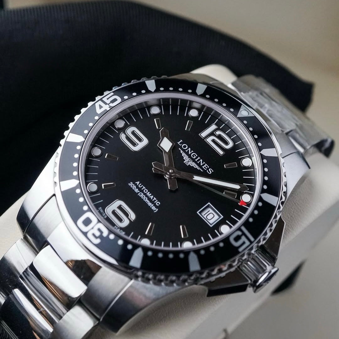 Longines Automatic Hydroconquest Black Stainless Steel L3.742.4.56.6