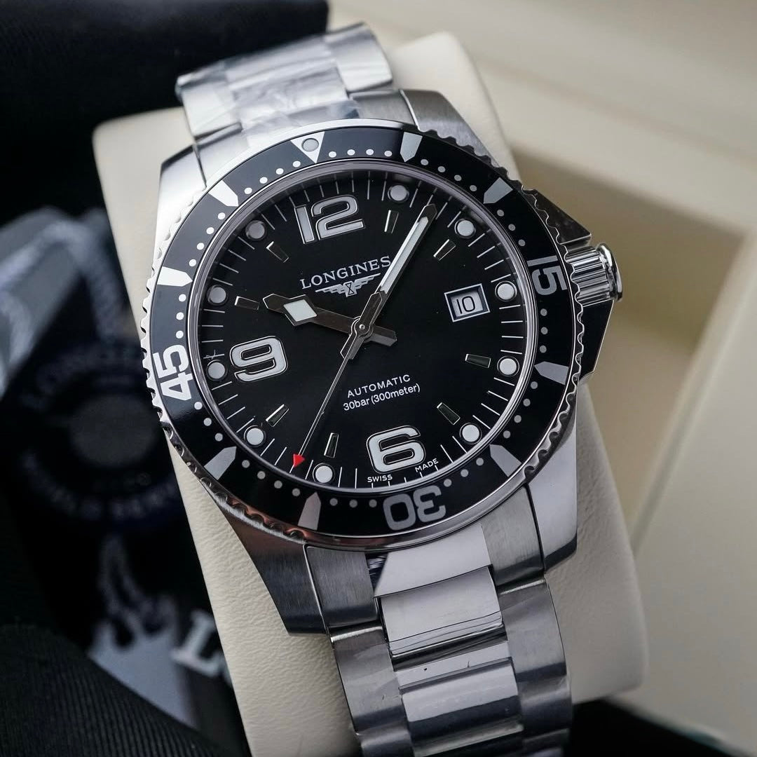 Longines Automatic Hydroconquest Black Stainless Steel L3.742.4.56.6