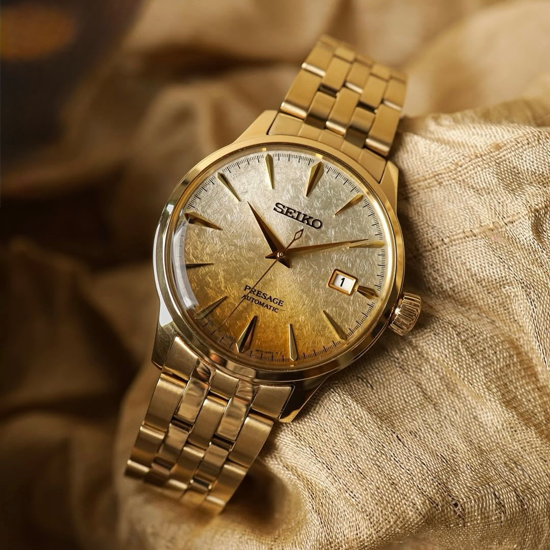 Seiko Presage Cocktail Time ‘Beer Julep’ Chain Gold Dial SRPK46J1