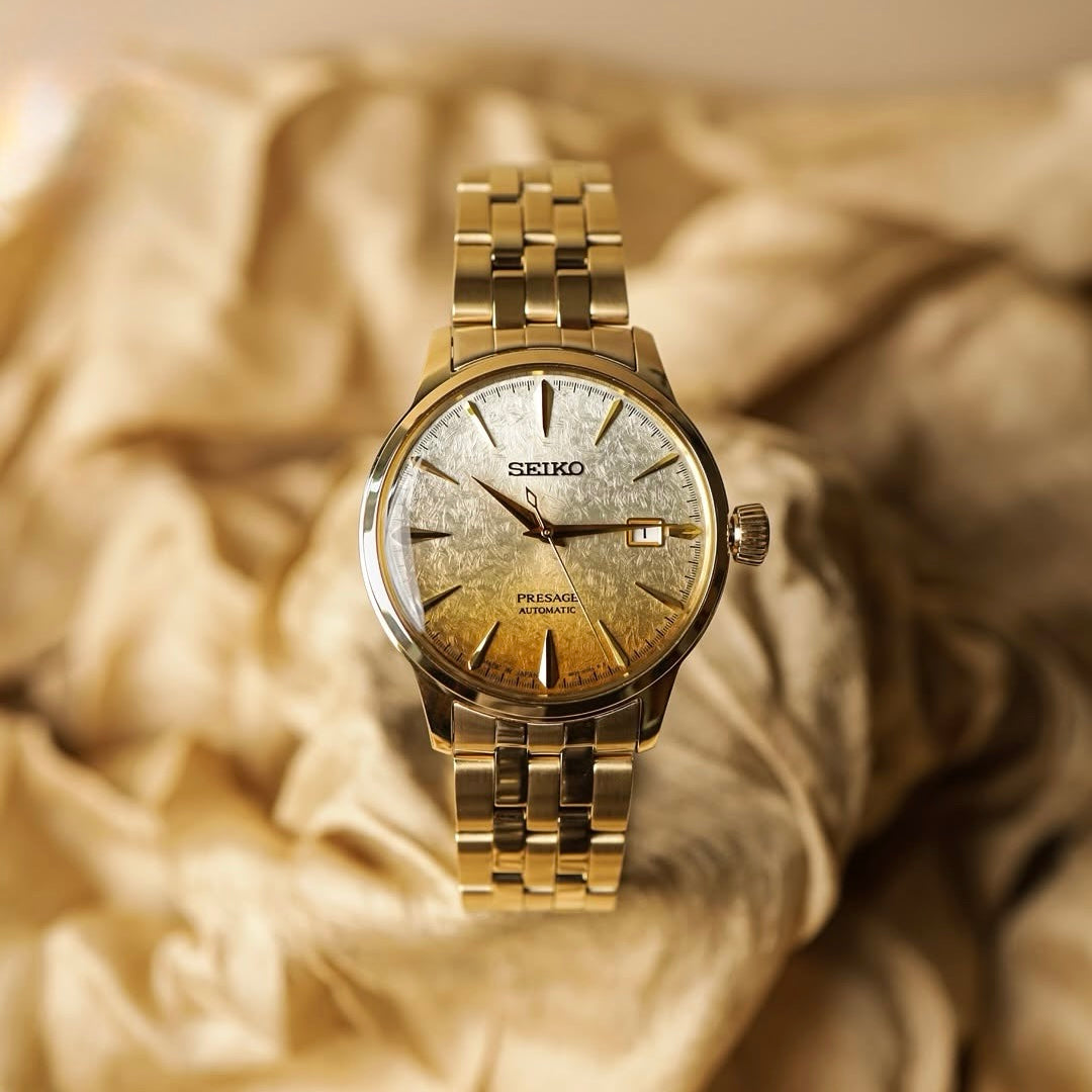Seiko Presage Cocktail Time ‘Beer Julep’ Chain Gold Dial SRPK46J1