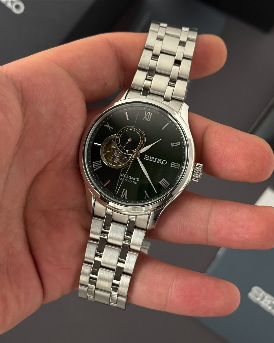 Seiko Presage Japanese Zen Garden 'Sakura By Night' Open Heart SSA377J1